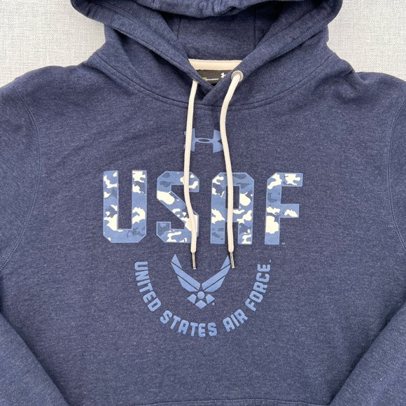Under Armour USAF Air Force Hoodie Men Large Navy ColdGear Military Athletic - Picture 3 of 12